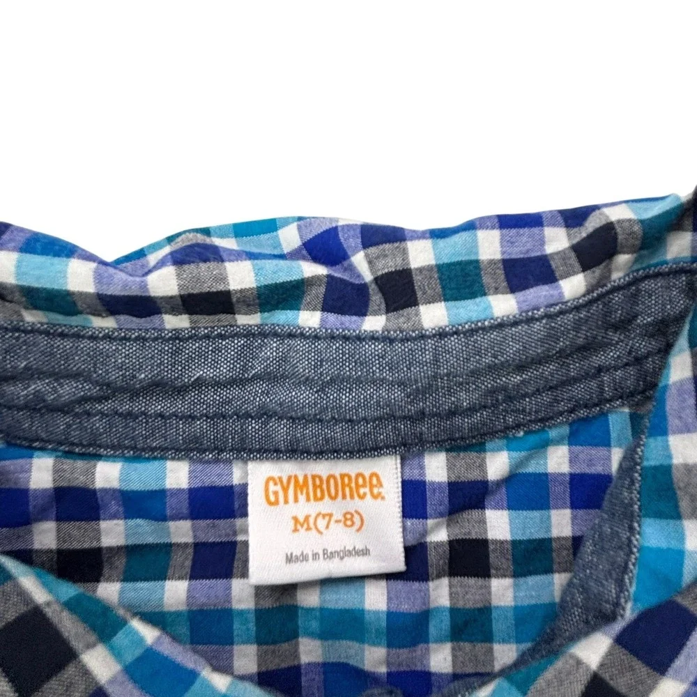 Gymboree Boys Kids Plaid Button Down Long Sleeve Shirt Size Medium 7-8‎